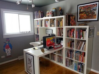 Desk And Shelving Unit White Integrated Grid Workspace