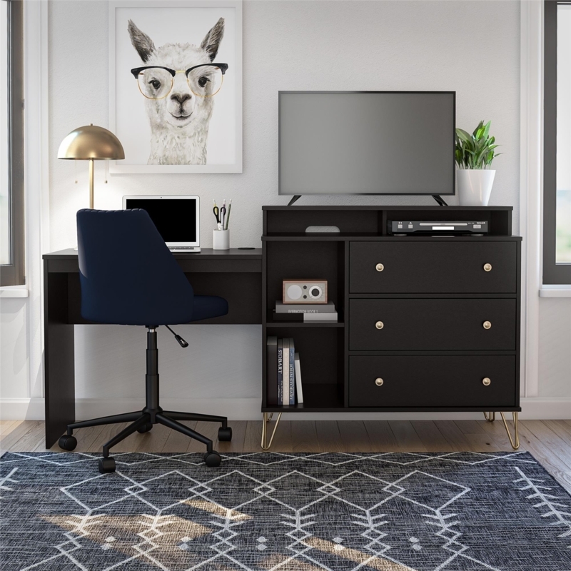 Desk Dresser Combo Matte Black Matte Black Storage Desk