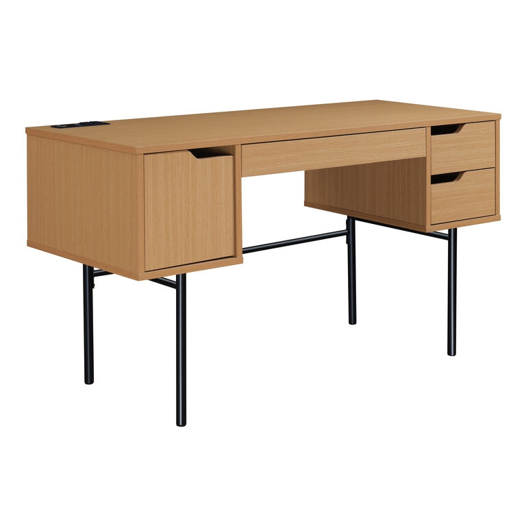 Desk Power Ports Asymmetrical Storage Scandi Workspace