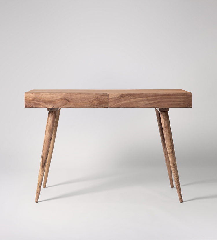 Desk Tapered Spindle Legs Organic Grain Pattern Table