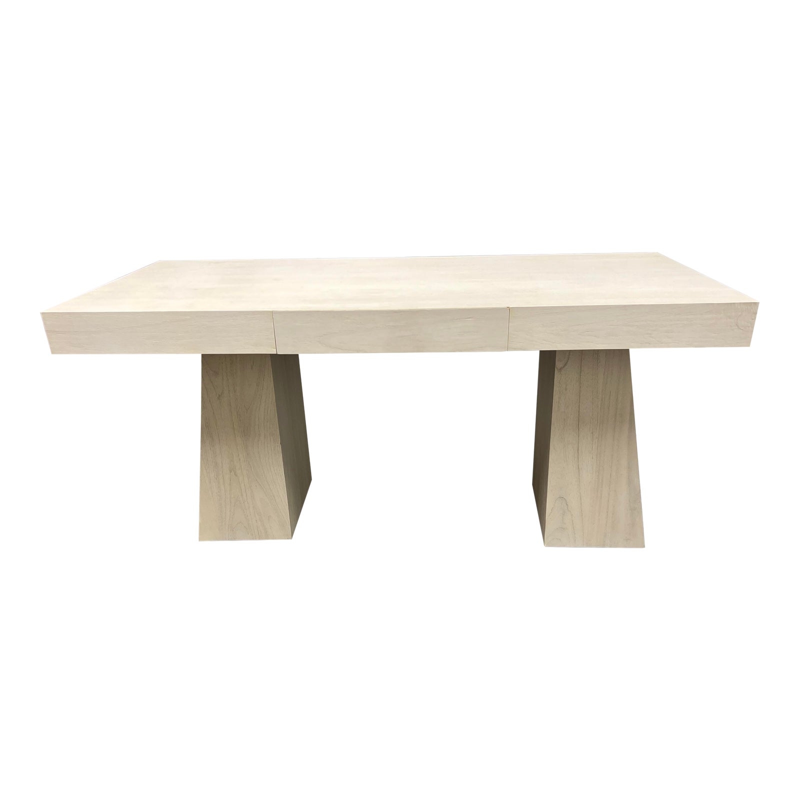 Desk with Handleless Drawers and Sculptural Block Leg Desk