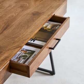 Desk with Integrated Drawer and Matte Black Hardware