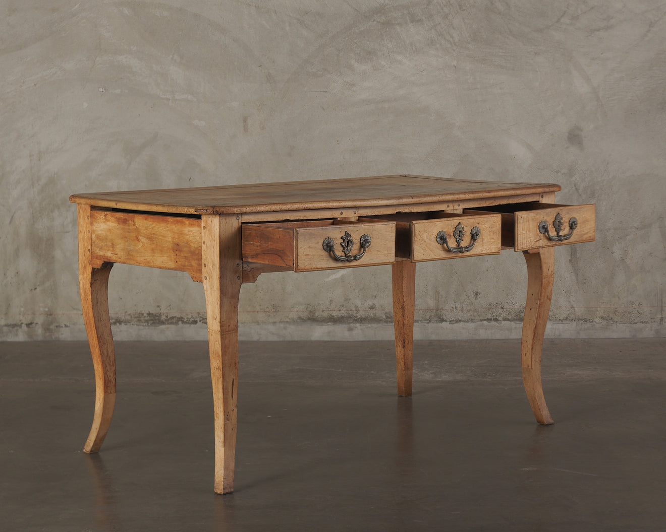 Desk with Rustic Cabriole Legs and Weathered Wood