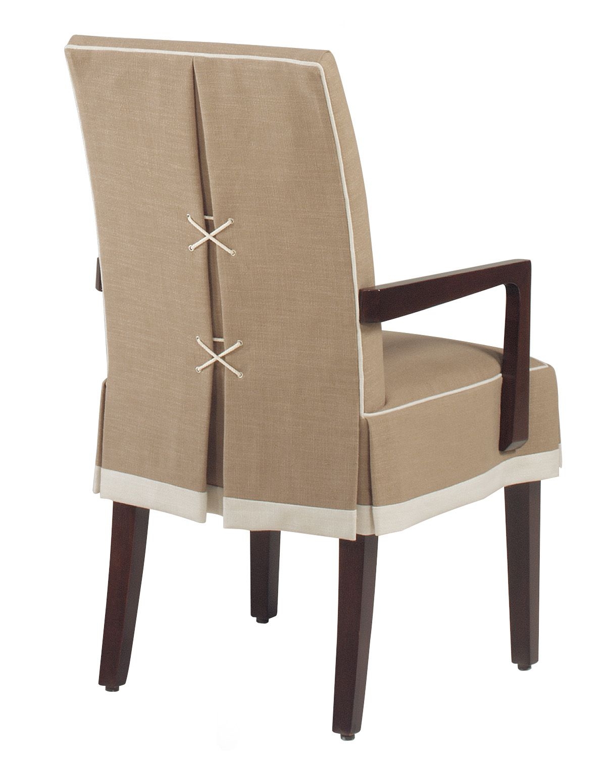 Dining Armchair Corset Back Detail Beige with Contrast Piping