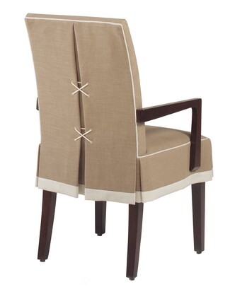 Dining Armchair Corset Back Detail Beige with Contrast Piping