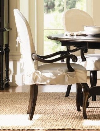 Dining Armchair French Country Slipcover with Side Ties and Bows