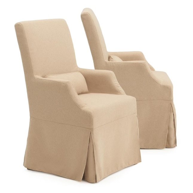 Dining Armchair Traditional Kick Pleat Skirt and Sloped Arms