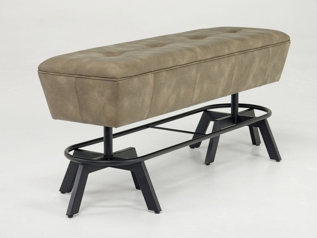 Dining Bench Double Pedestal Taupe Industrial Dining Bench With Footrest