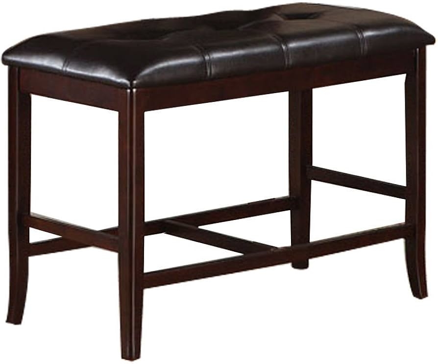 Dining Bench Espresso Brown Tufted Backless Upholstered Bench