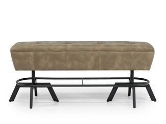 Dining Bench Footrest Rail Tufted Seat Upholstered Island Seating