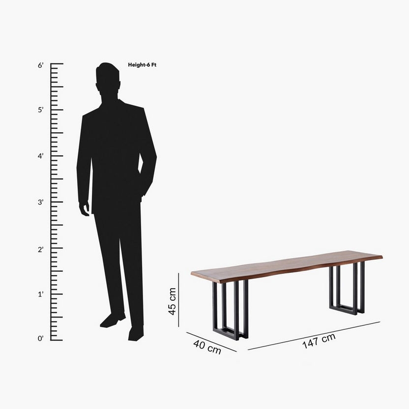 Dining Bench Live Edge Look: 147cm Long Indoor Bench Dimensions