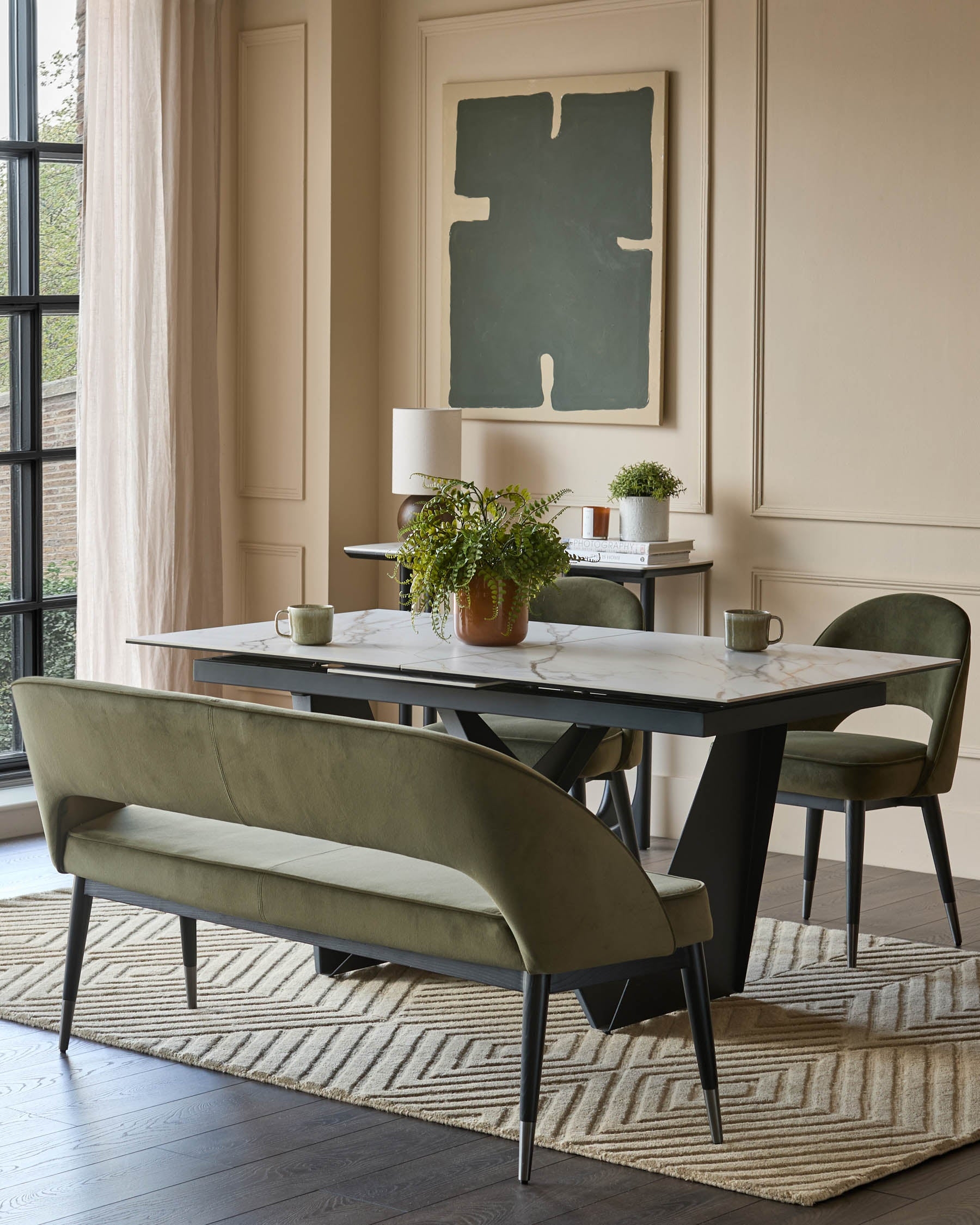 Dining Bench Metallic Leg Tips Cutout Back Dining Chairs
