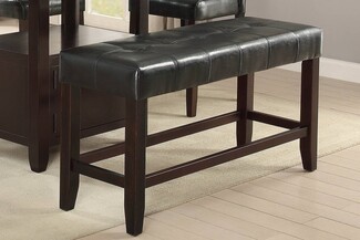 Dining Bench Tufted Top Espresso Wood Transitional Kitchen Seating