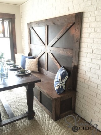 Dining Bench with Cross Buck Detail Rustic Wood Nook