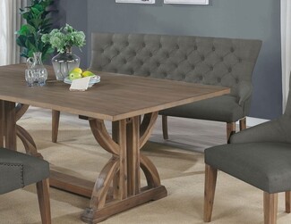 Dining Bench with Trestle Table Base Charcoal Wingback