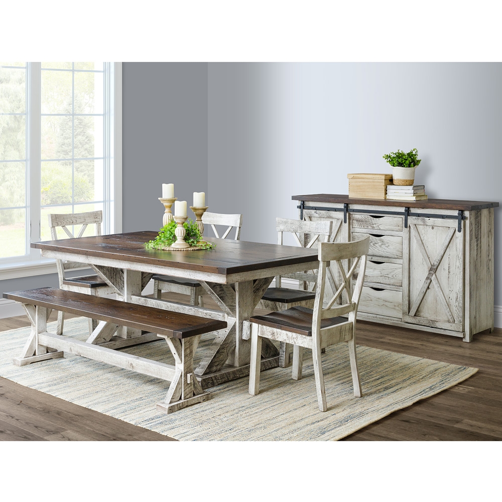 Dining Bench: X-Brace Pueblo Farmhouse Bench in Trestle Style