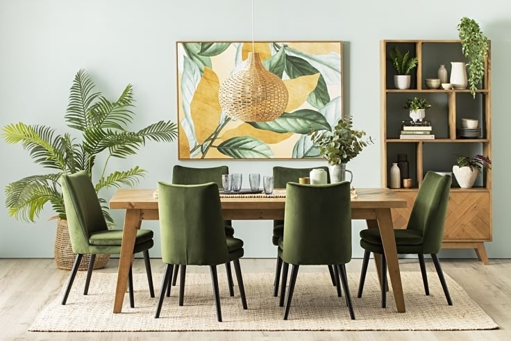 Dining Chair Botanical Art Modern Velvet Dining Set