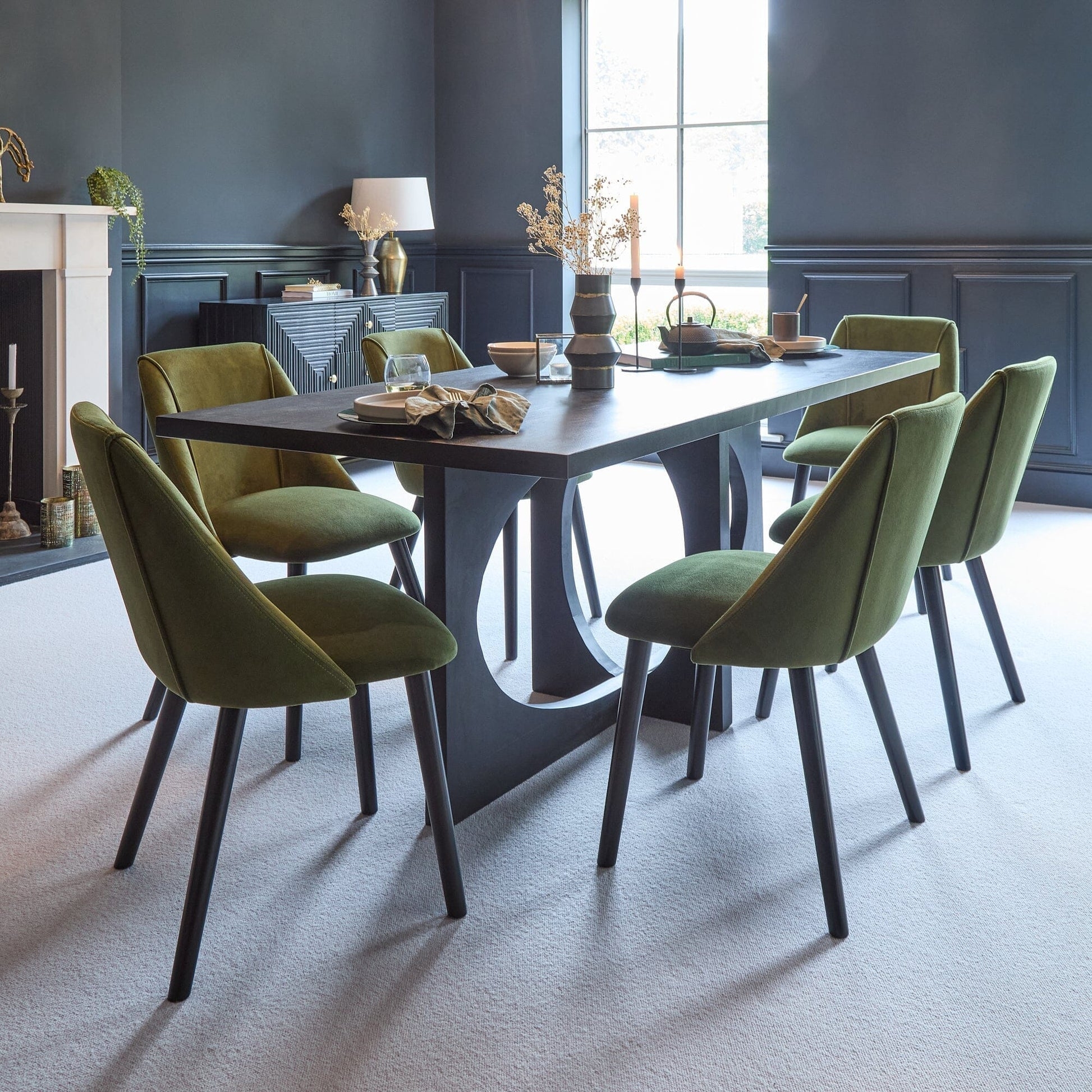 Dining Chair Fern Green Upholstery Tapered Leg Green Chairs