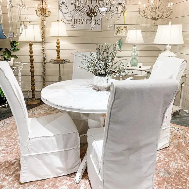 Dining Chair Floor Length Skirt with Elegant Piped Edges