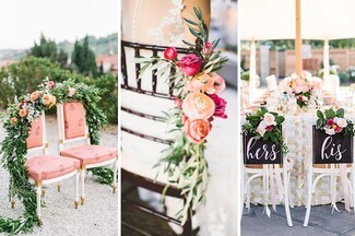 Dining Chair Greenery Drapes and Calligraphy Signs