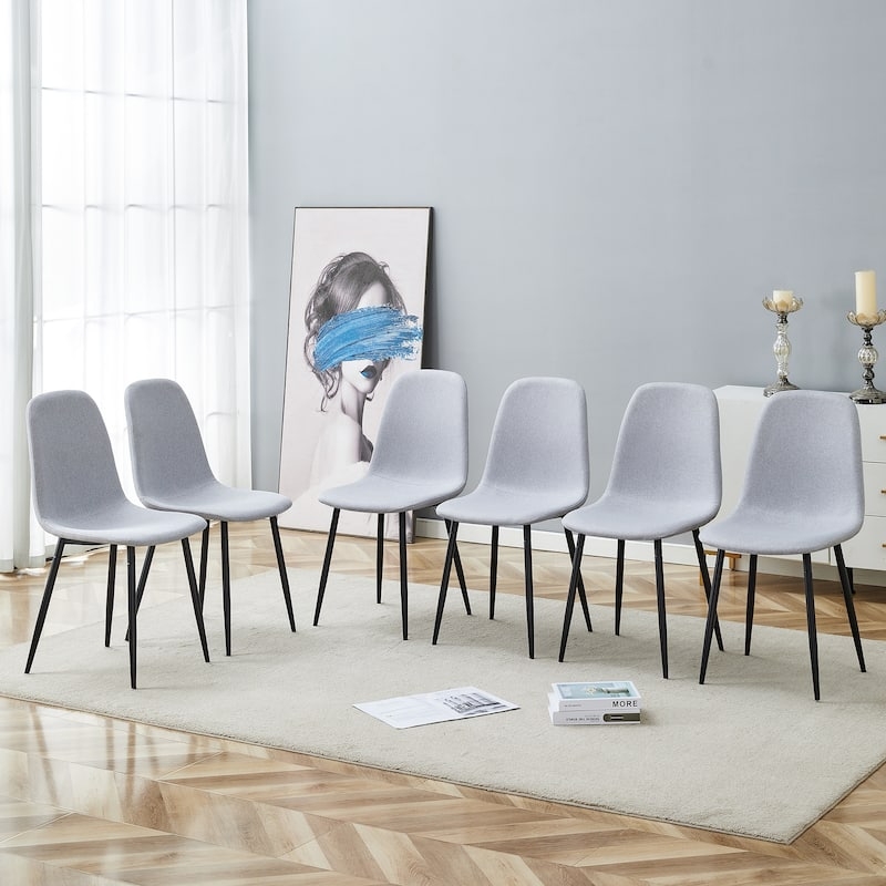 Dining Chair Heather Gray Fabric Scandinavian Style Dining Set