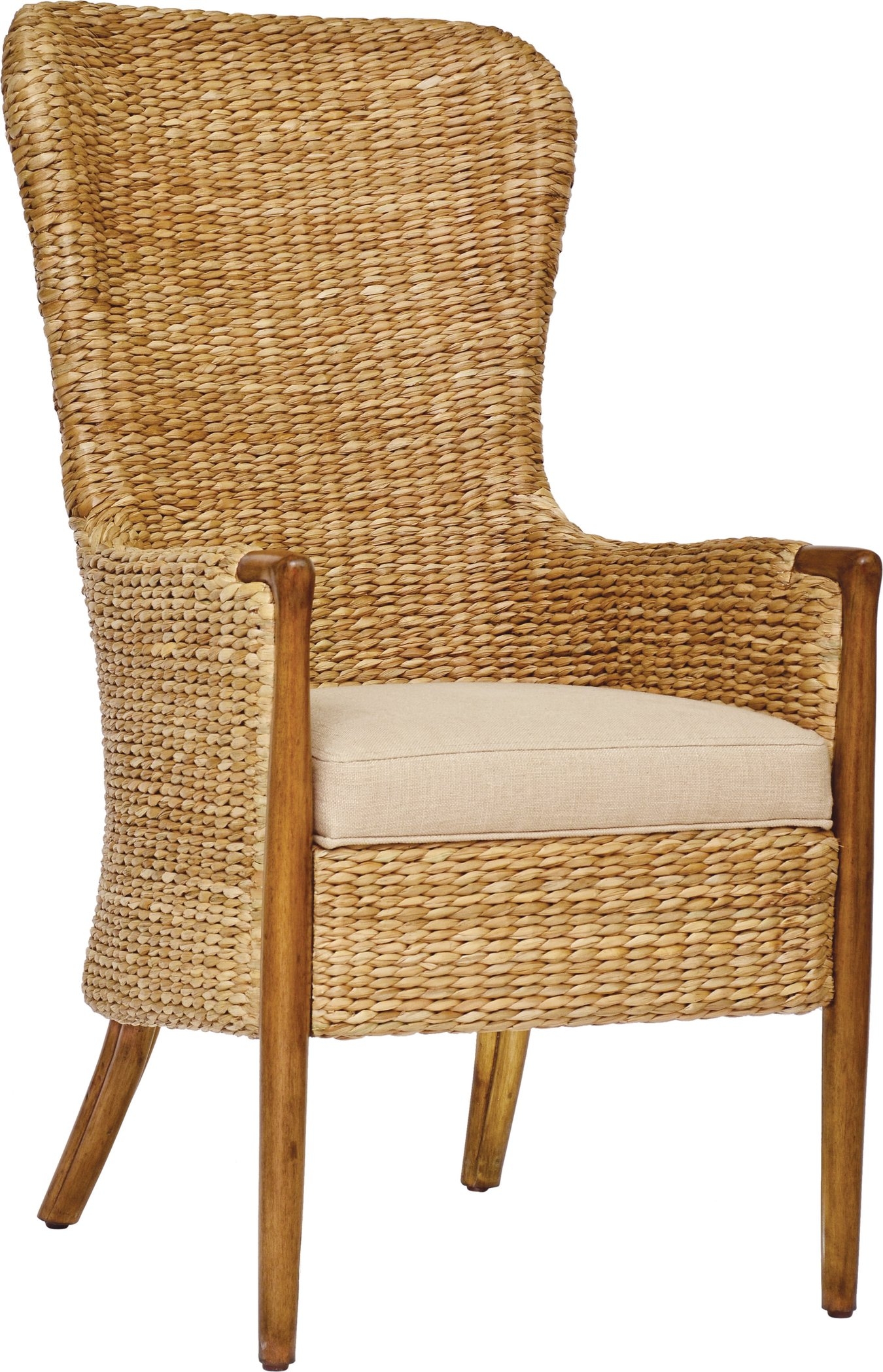 Dining Chair High Wingback Design Braided Seagrass