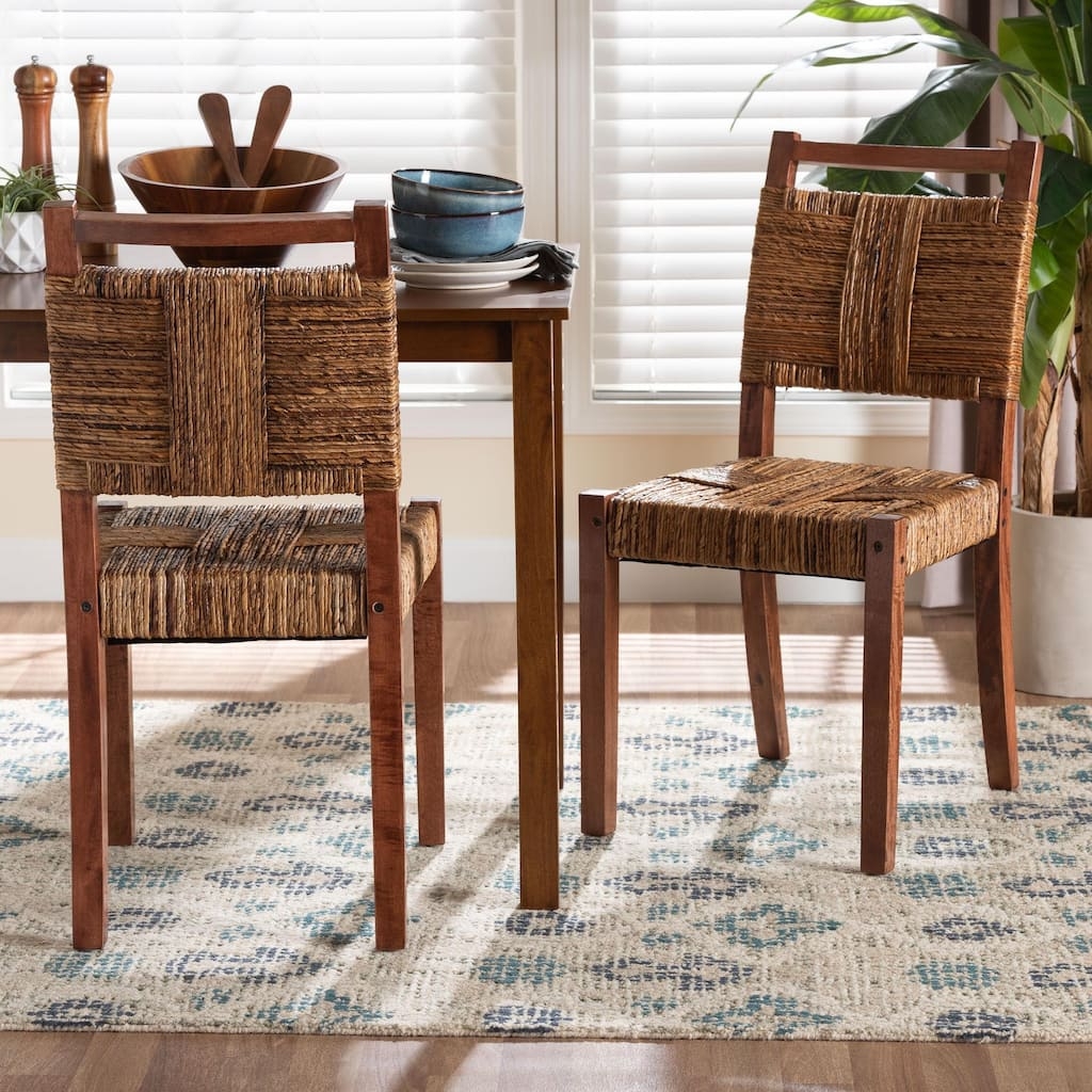 Dining Chair Mango Wood Frame Cross Weave Backrest