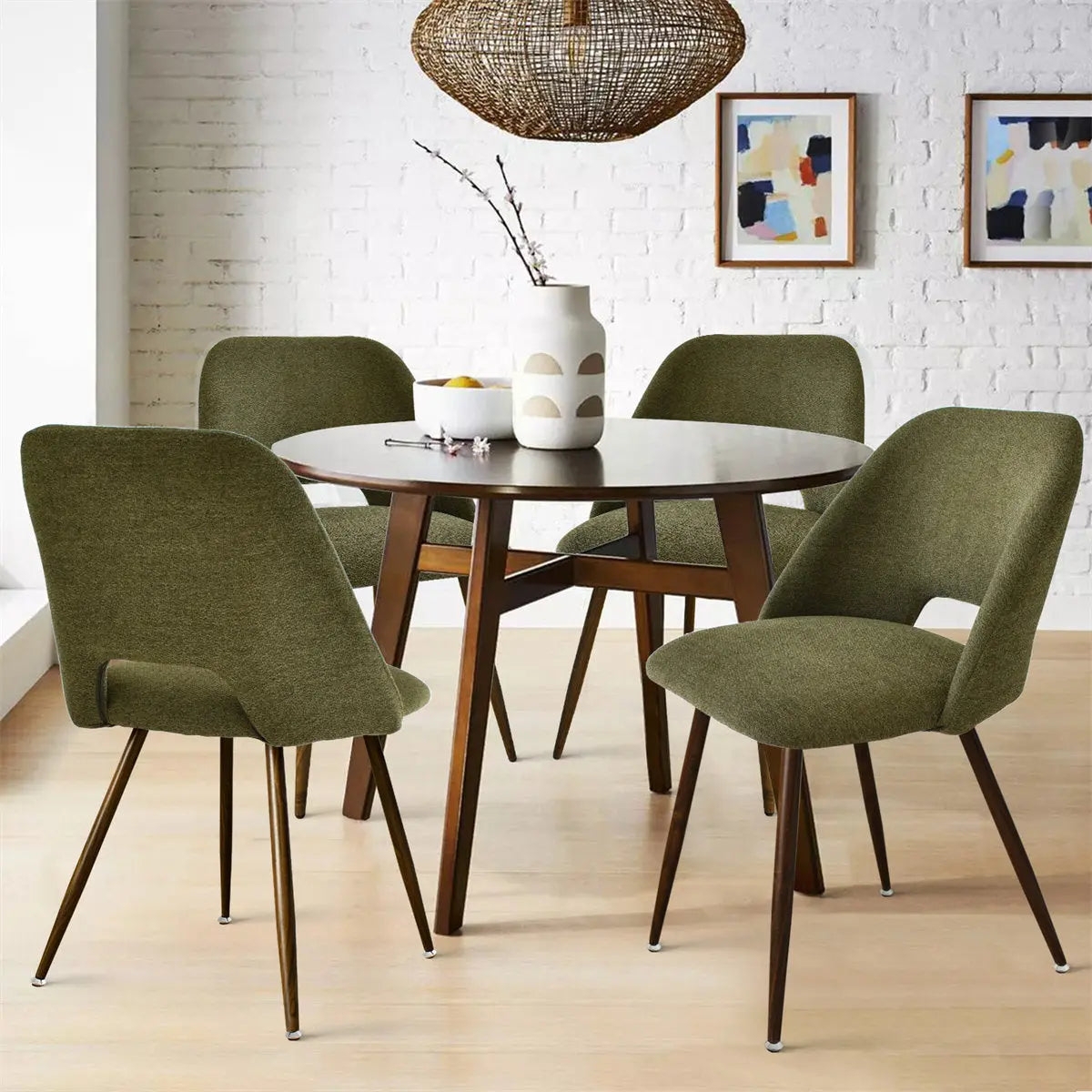 Dining Chair Open Back Upholstered Mid Century Seating