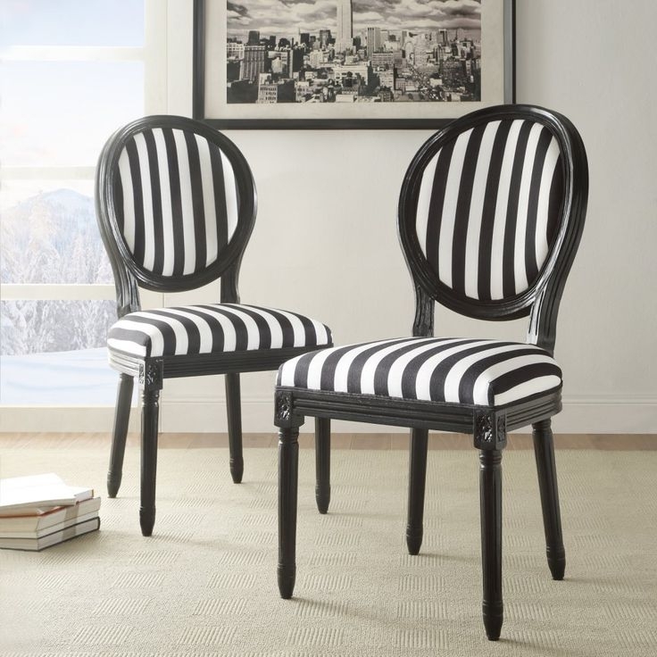 Dining Chair Pair Oval Back Modern Regency Seating