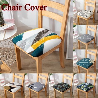 Dining Chair Seat Cover Bold Geometric Print Stretch Fabric