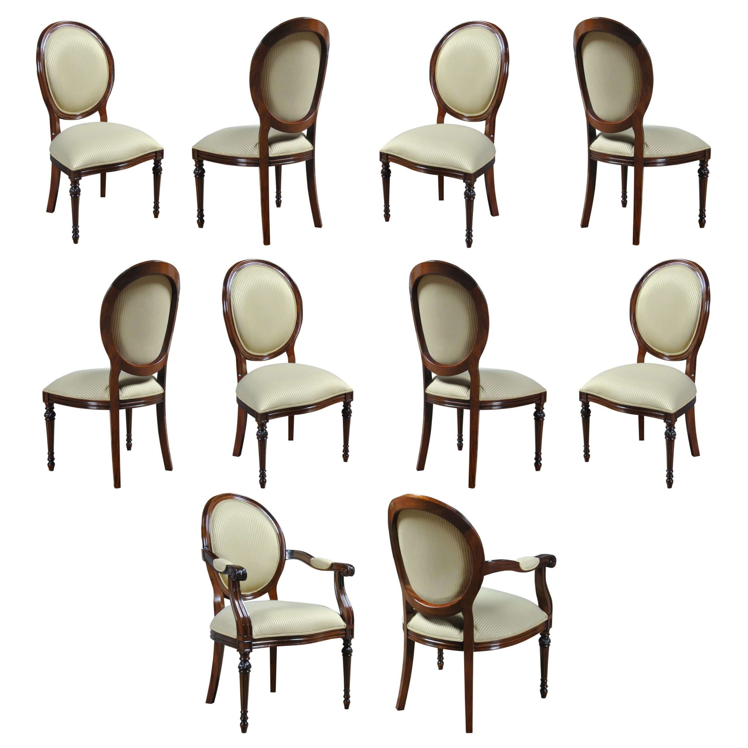 Dining Chair Set Ten Piece Wood Formal Mahogany Dining Set