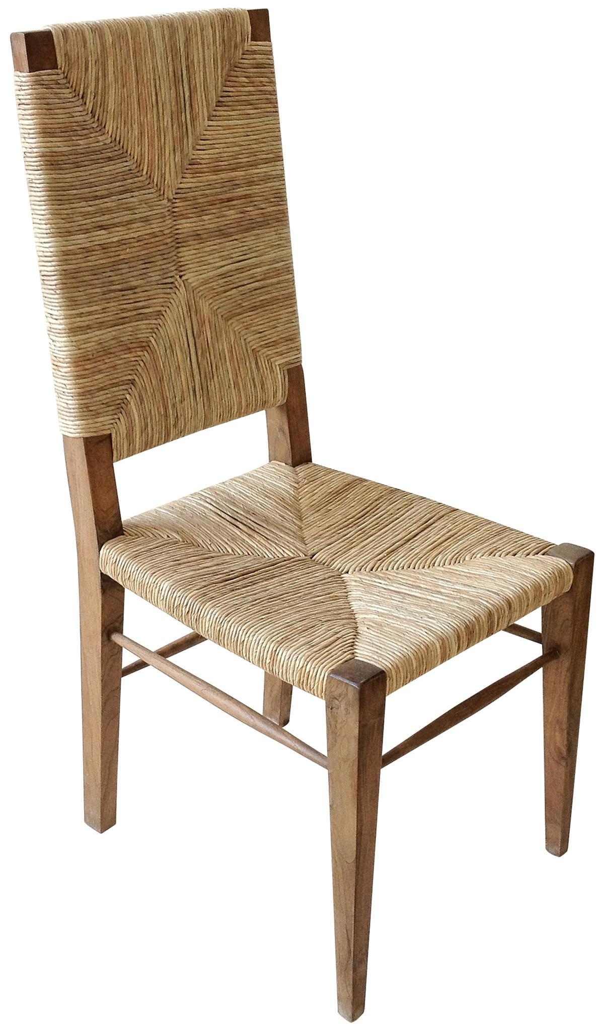 Dining Chair Starburst Pattern Teak Frame Natural Seat