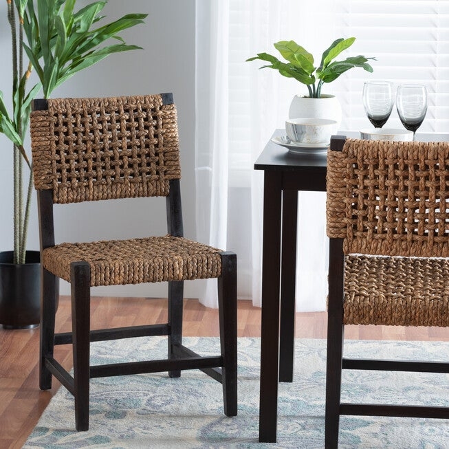 Dining Chair Tactile Texture Seagrass Mahogany Frame