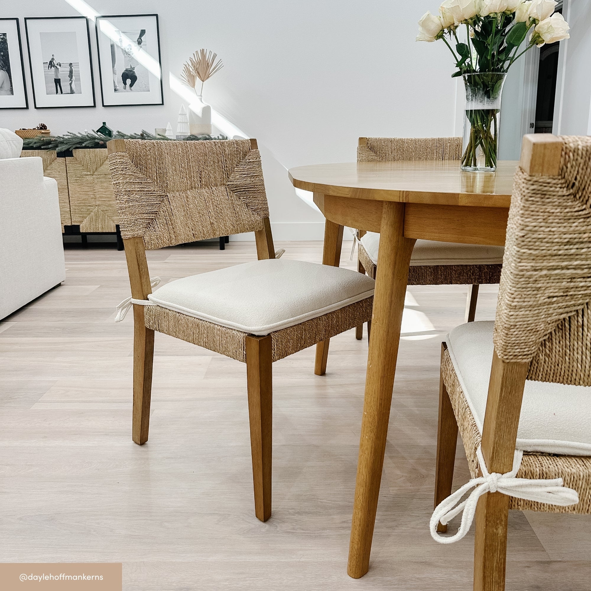 Dining Chair Tie On Cushion Seagrass Modern Seating