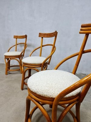 Dining Chair Triple Slat Backrest Vintage Bamboo Dining Chairs