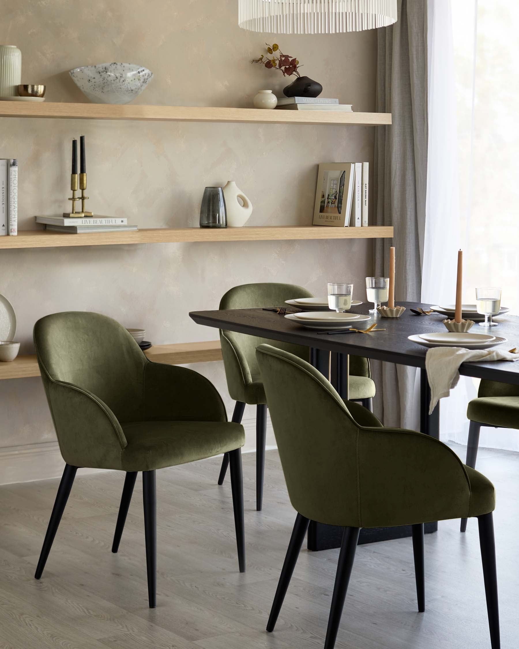 Dining Chair Tub Style Seat Tapered Black Leg Seating