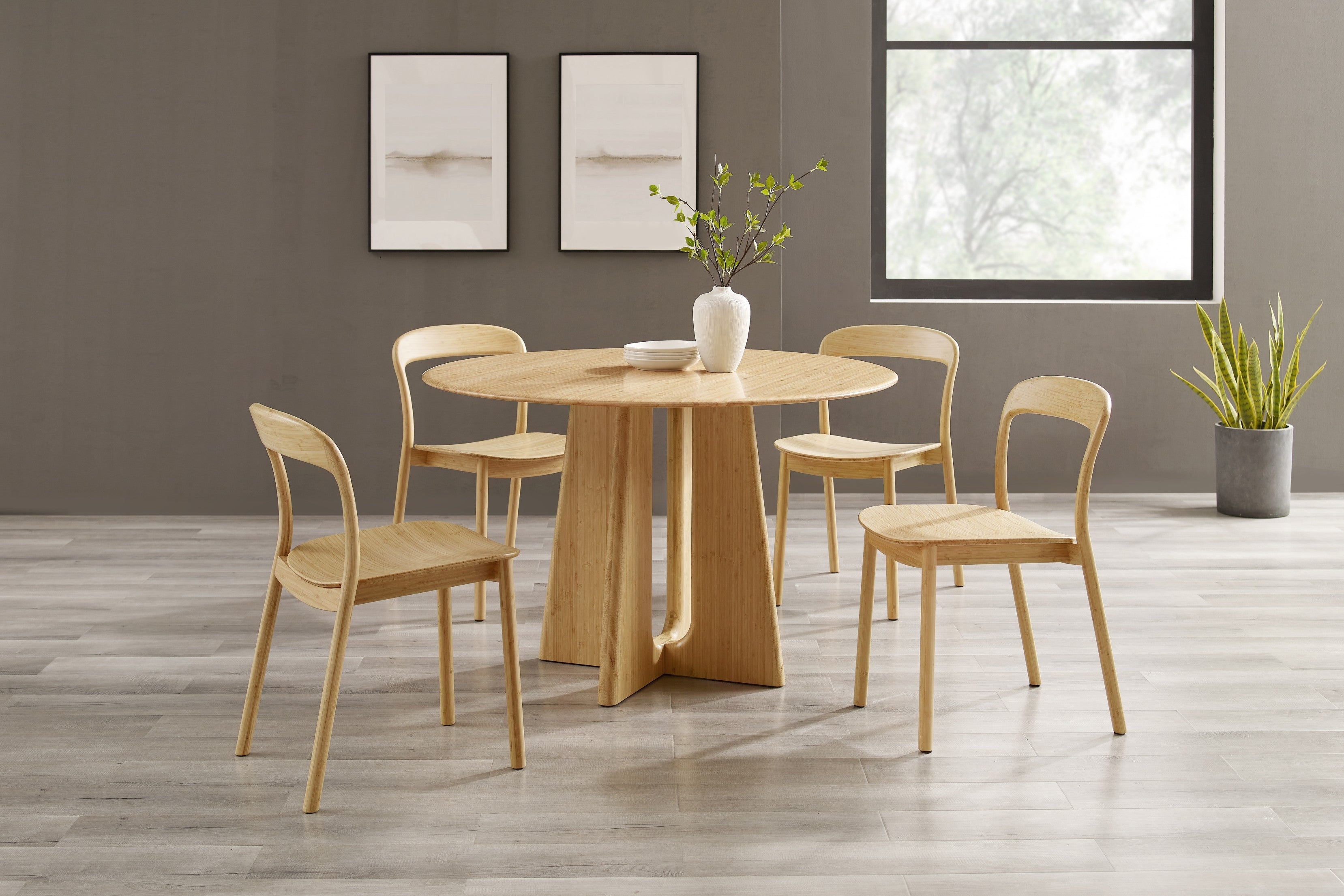 Dining Chair Wheat Finish Curved Back Dining Furniture