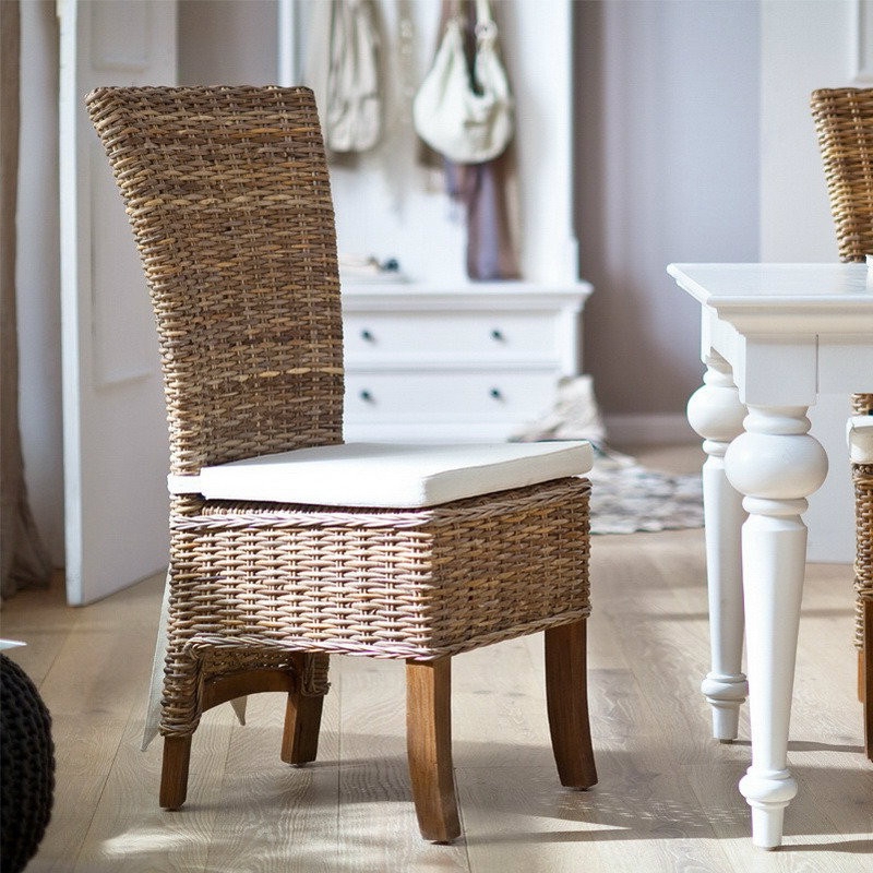 Dining Chair with High Back and Wicker Dining Chair Cushion