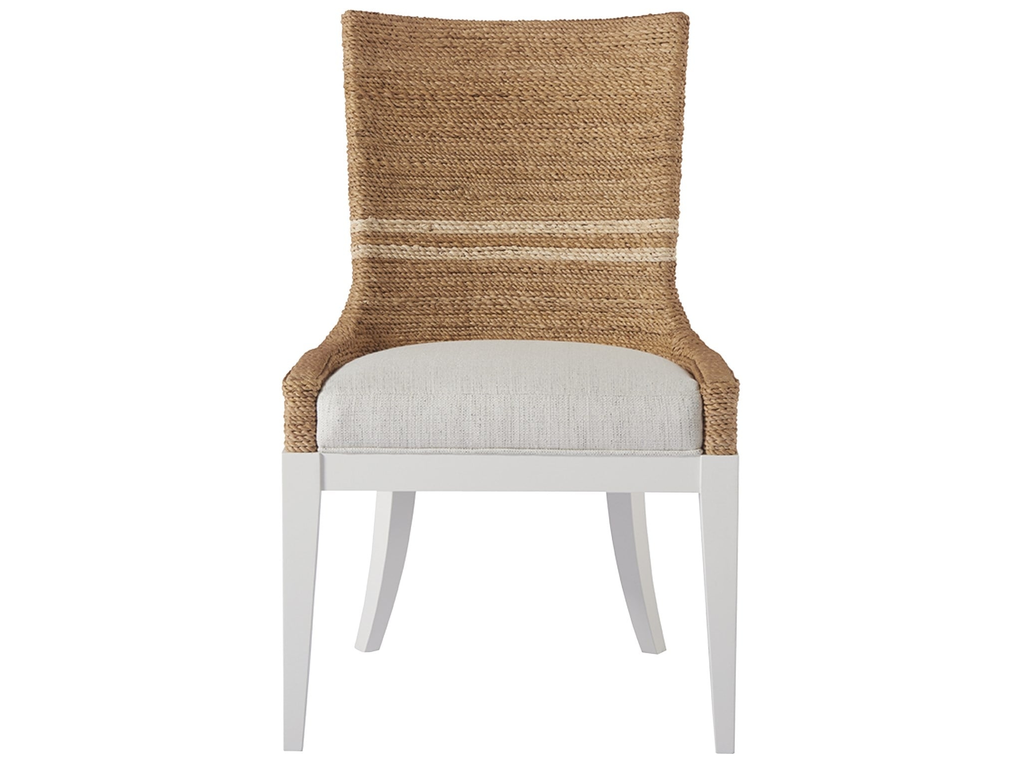 Dining Chair with Horizontal Stripe Detail and White Frame