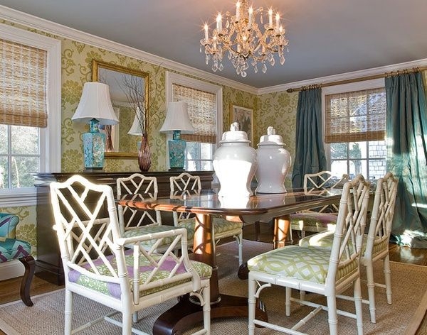 Dining Chair with Trellis Back Chair White Faux Bamboo Chairs