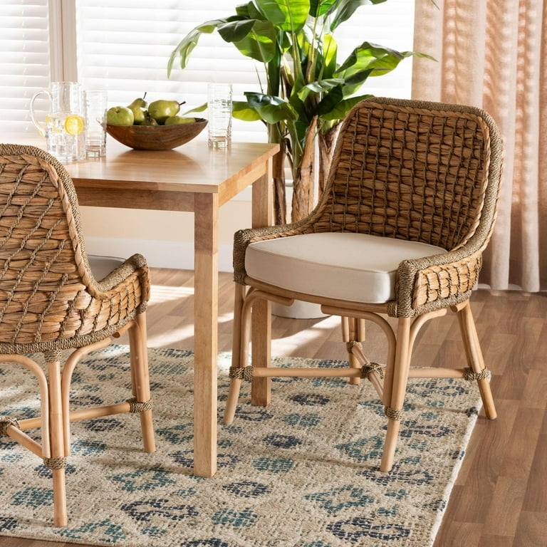 Dining Chair Wrapped Leg Joints Woven Barrel Back