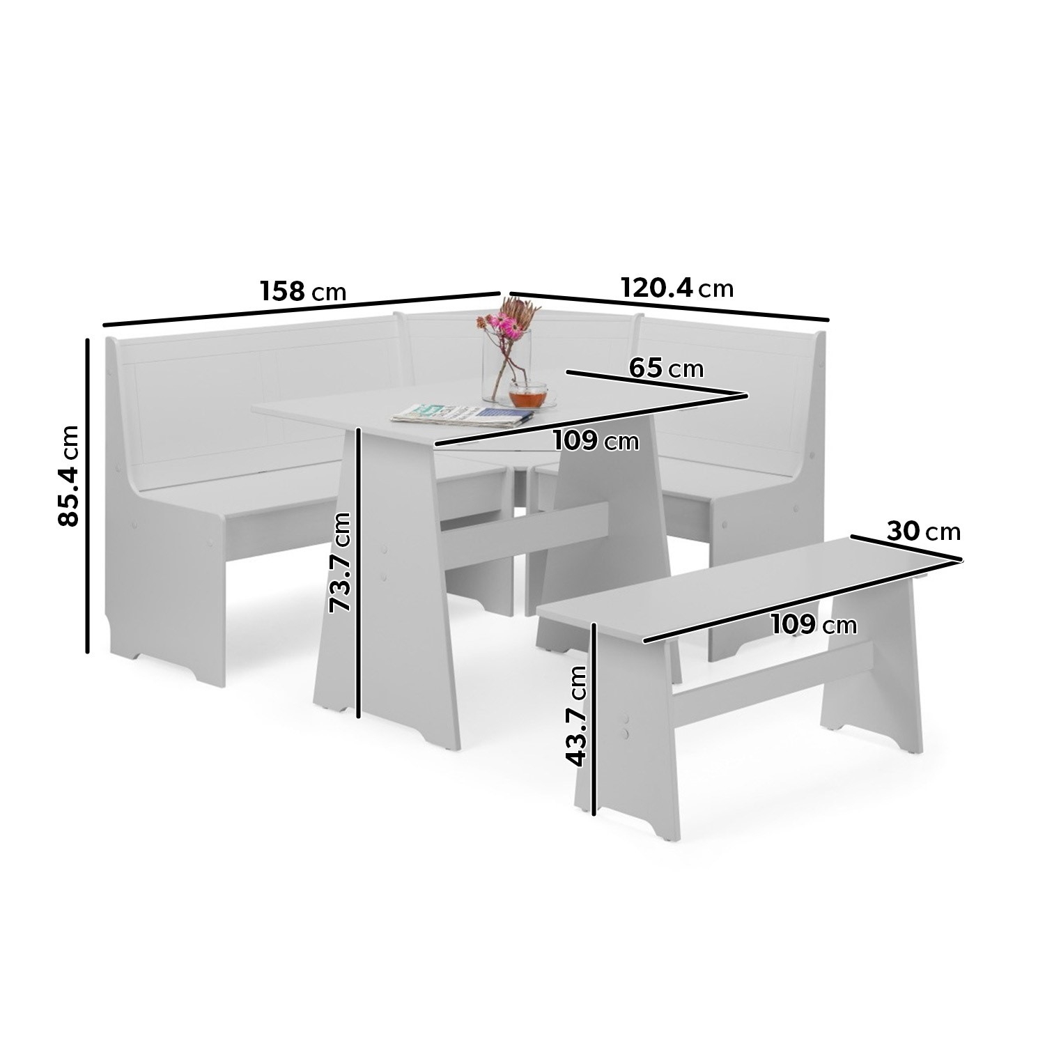 Dining Nook Set with Corner Bench: Compact L-Shaped Dining Set