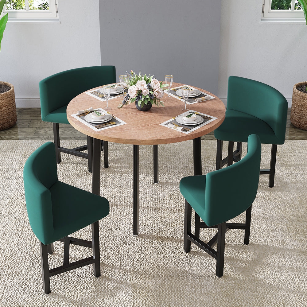 Dining Set: 40 Inch Round Forest Green Breakfast Nook
