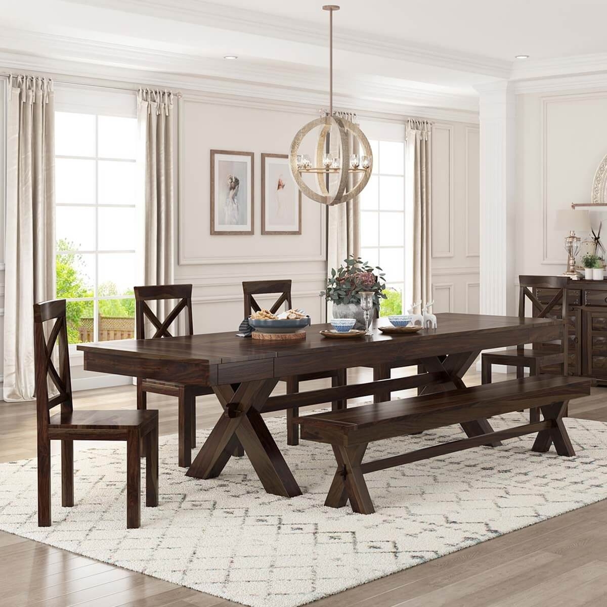 Dining Set: Extendable X-Back Dining Set with Trestle Base