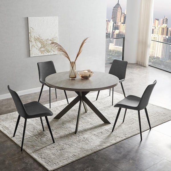 Dining Set featuring Starburst Base and Slate Gray Seats
