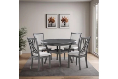 Dining Set featuring X-Back Design and Storage Shelf