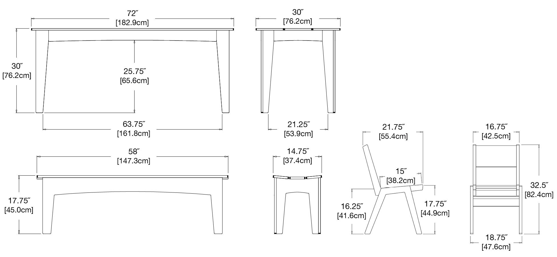 Dining Set with Tapered Legs: Minimalist Dining Set Proportions