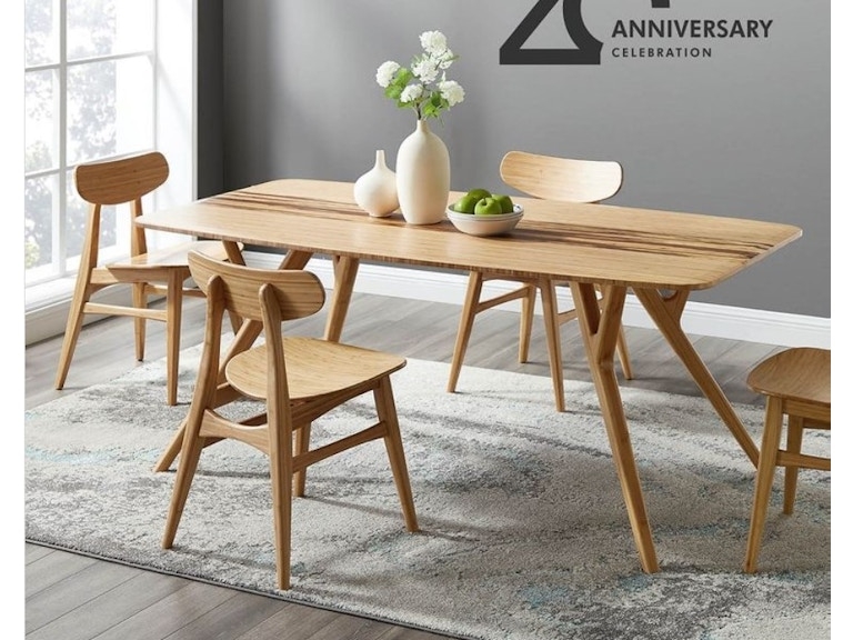 Dining Set with Tiger Stripe Bamboo Modern Minimalist Dining Set