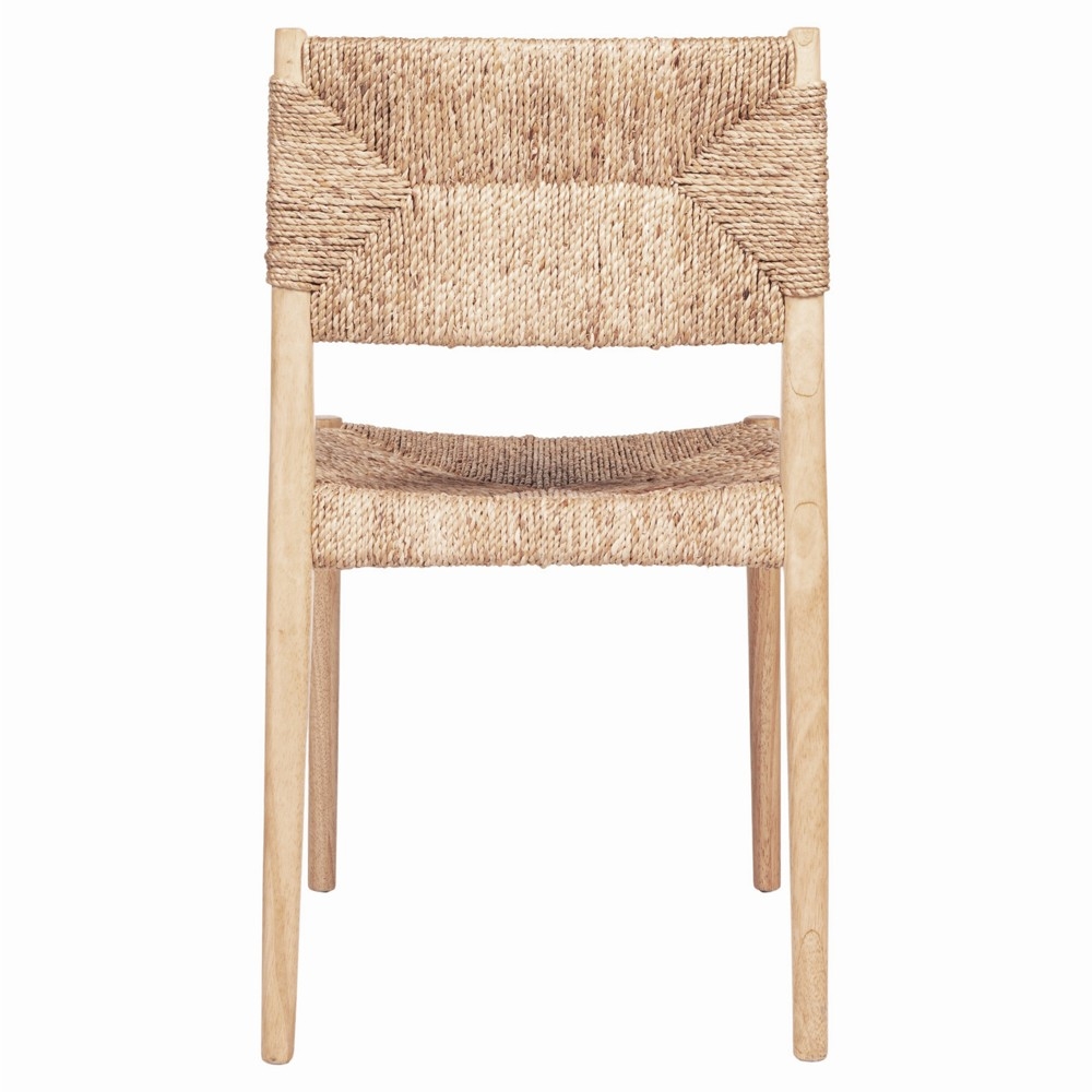 Dining Side Chair with Water Hyacinth Seat and Natural Fiber