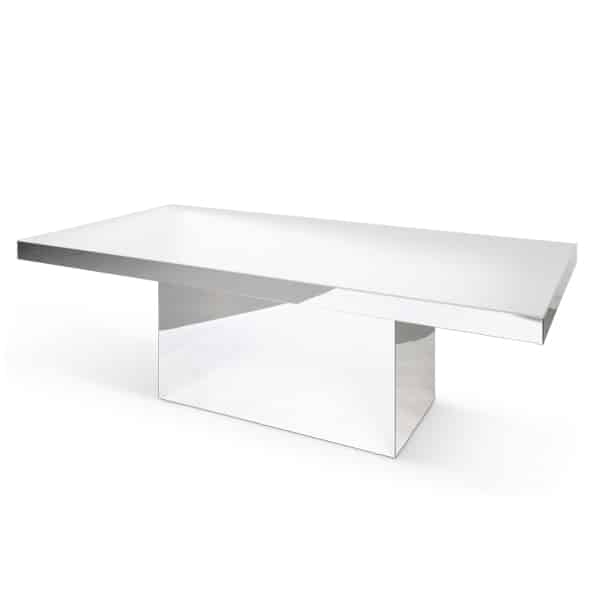 Dining Table Block Pedestal Mirrored Design for Formal Events